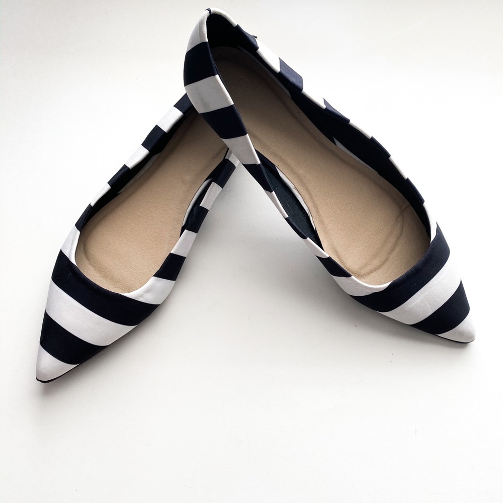 ASOS Navy And White Striped Pointed Flats